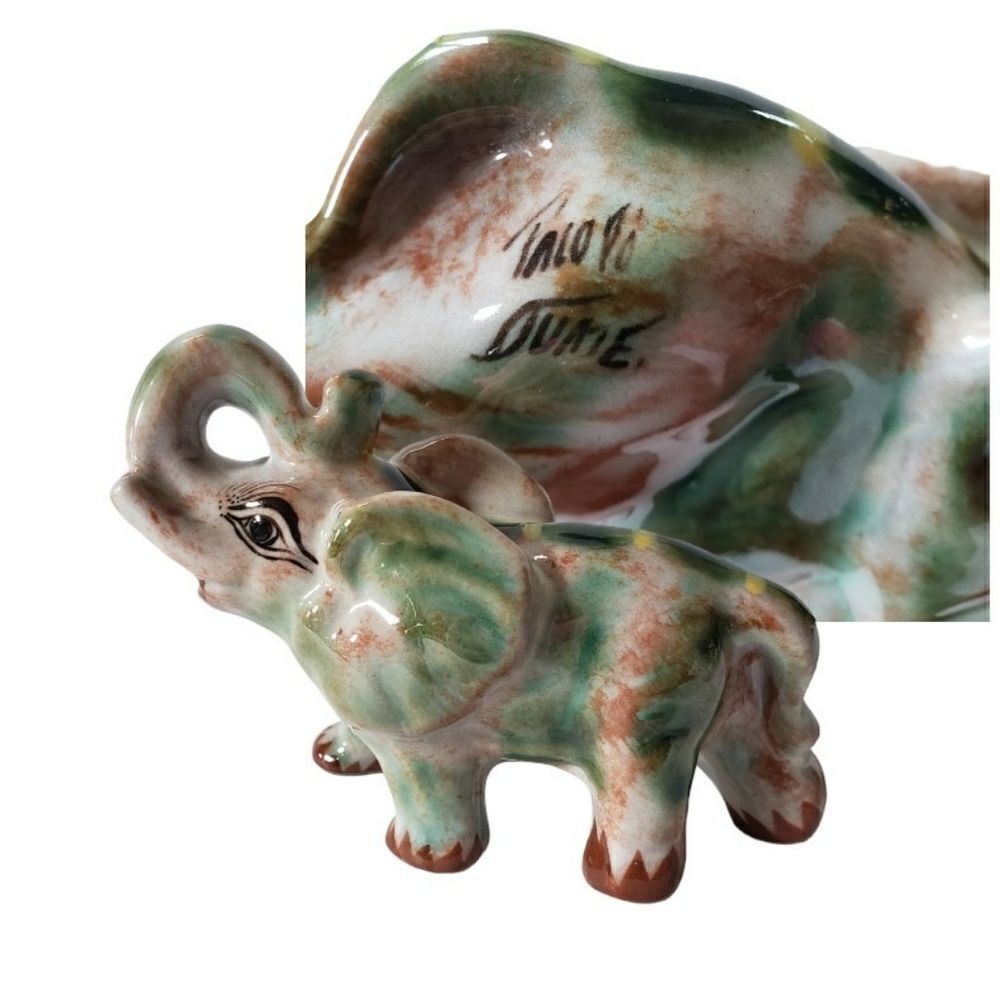 Elephant Figurine Signed 